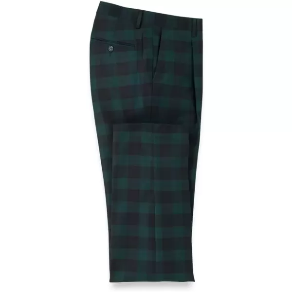 imagePaul Fredrick Mens Wool Flannel Plaid Single Pleat Pants