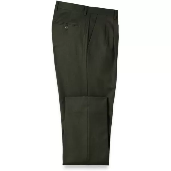 imagePaul Fredrick Mens Wool Flannel Pleated PantsDark Green
