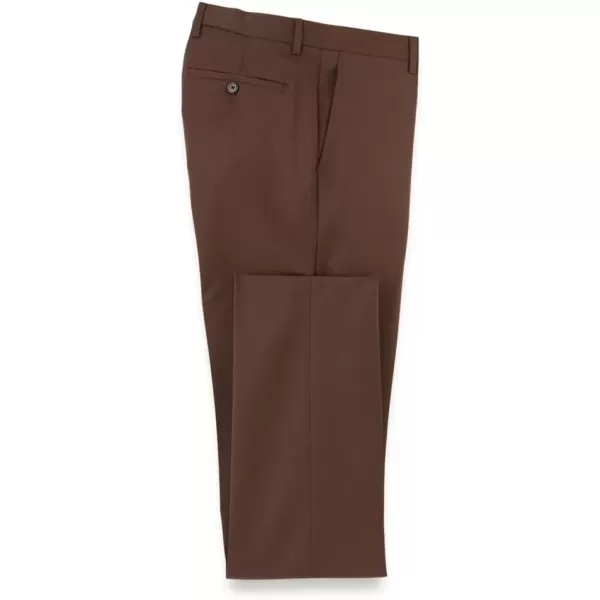 imagePaul Fredrick Mens Wool Gabardine Flat Front PantsBrown