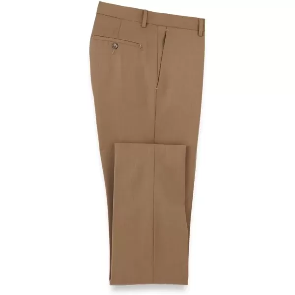 imagePaul Fredrick Mens Wool Gabardine Flat Front PantsLight Brown