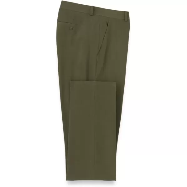 imagePaul Fredrick Mens Comfort Stretch Travel Flat Front PantsDark Olive