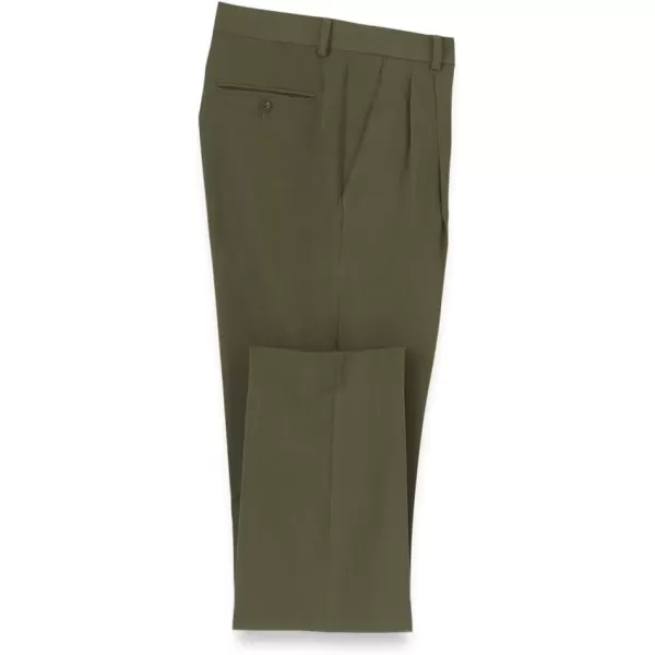 imagePaul Fredrick Mens Comfort Stretch Travel Pleated PantsDark Olive