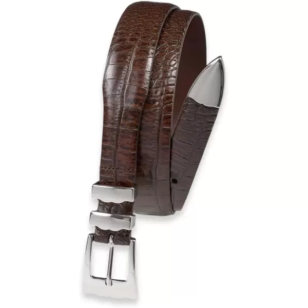 imagePaul Fredrick Mens Crocodile Embossed Belt with Metal Keeper TipCognac