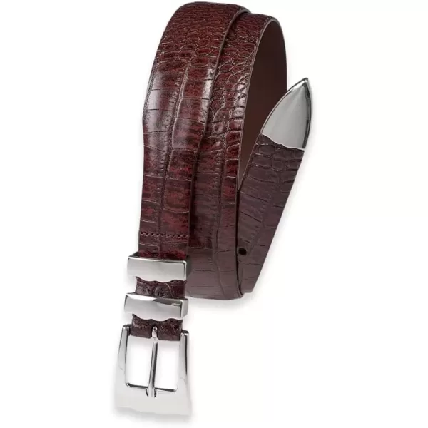 imagePaul Fredrick Mens Crocodile Embossed Belt with Metal Keeper TipCordovan