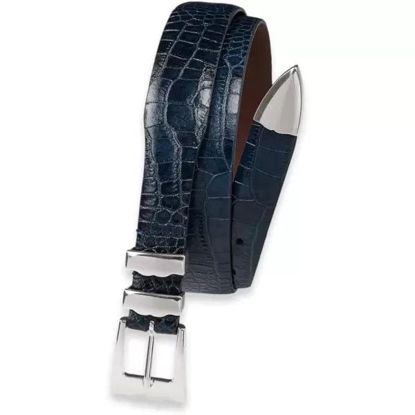 imagePaul Fredrick Mens Crocodile Embossed Belt with Metal Keeper TipNavy
