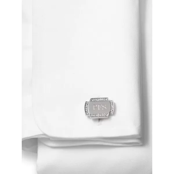 imagePaul Fredrick Mens Crystal Border With Brushed Center Rectangle EngraveableGold