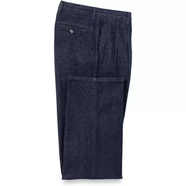 imagePaul Fredrick Mens Denim Pleated PantsDark Blue
