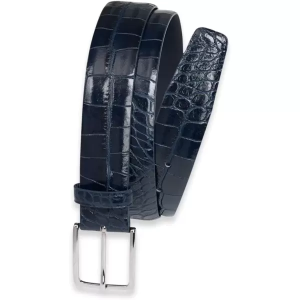 imagePaul Fredrick Mens Italian Crocodile Embossed Leather BeltNavy