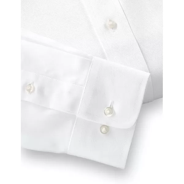 imagePaul Fredrick Mens NonIron Cotton Herringbone Straight Collar Dress ShirtWhite