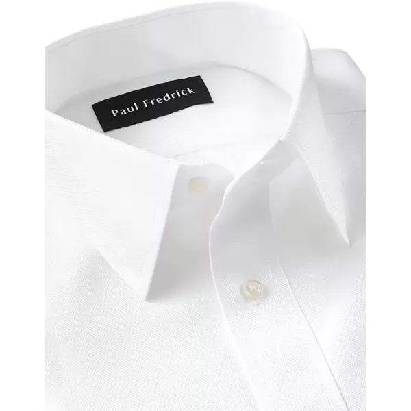 imagePaul Fredrick Mens NonIron Cotton Herringbone Straight Collar Dress ShirtWhite