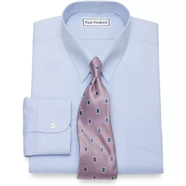 imagePaul Fredrick Mens NonIron Cotton Pinpoint Snap Tab Collar Dress ShirtBlue