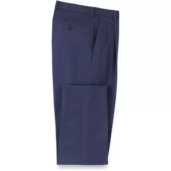 imagePaul Fredrick Mens NonIron Cotton Stretch Twill Pleated PantBright Navy
