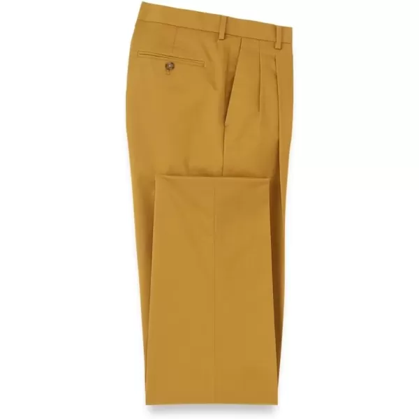 imagePaul Fredrick Mens NonIron Cotton Stretch Twill Pleated PantDark Gold
