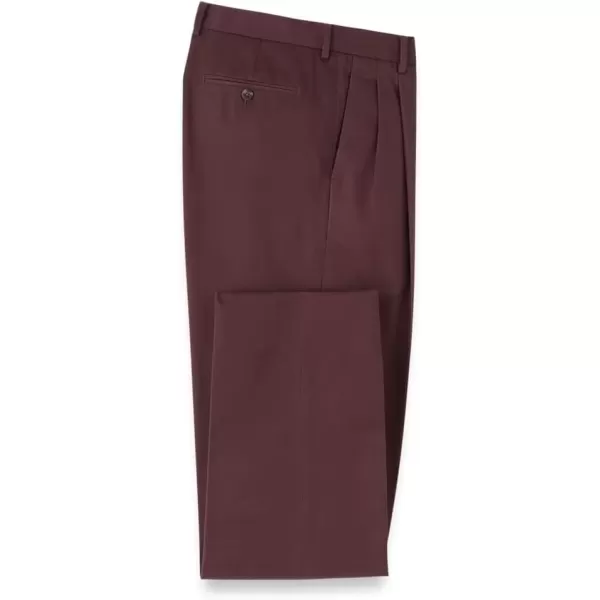 imagePaul Fredrick Mens NonIron Cotton Stretch Twill Pleated PantWine