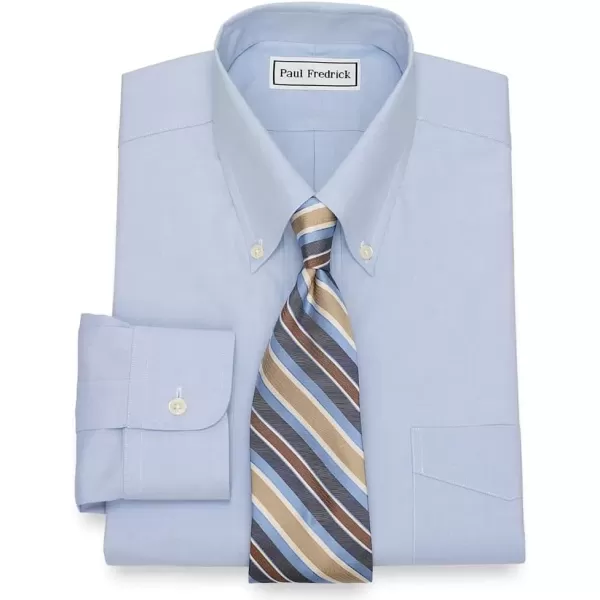 imagePaul Fredrick Mens Slim Fit NonIron Cotton Button Down Collar Dress ShirtBlue