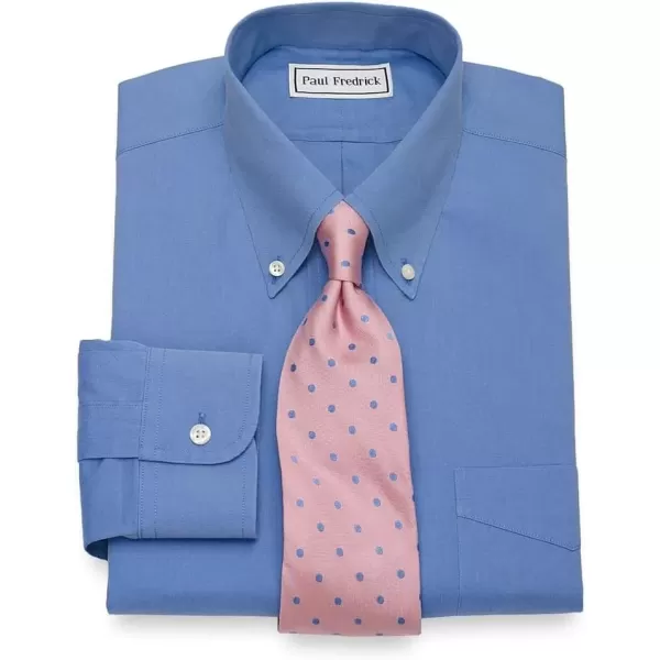 imagePaul Fredrick Mens Slim Fit NonIron Cotton Button Down Collar Dress ShirtFrench Blue