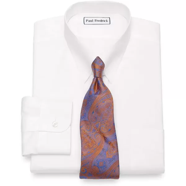 imagePaul Fredrick Mens Slim Fit NonIron Cotton Pinpoint Tab Collar Dress ShirtWhite