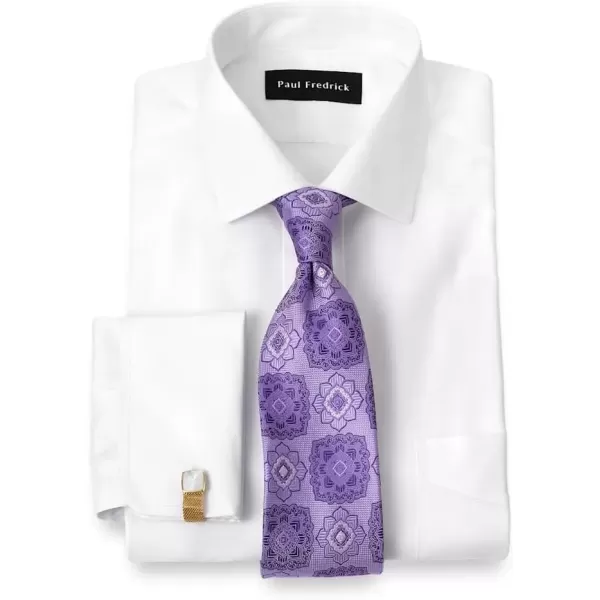 imagePaul Fredrick Mens Slim Fit NonIron Cotton Solid Spread Collar Dress ShirtWhite