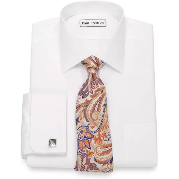 imagePaul Fredrick Mens Slim Fit NonIron Cotton Solid Spread Collar Dress ShirtWhite
