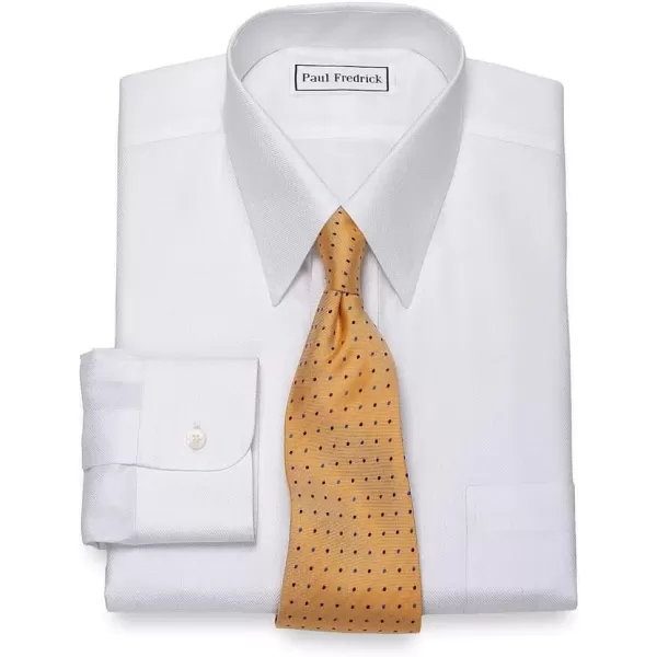imagePaul Fredrick Mens Slim Fit NonIron Cotton Solid Straight Collar Dress ShirtWhite