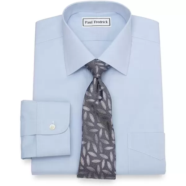imagePaul Fredrick Mens Slim Fit NonIron Cotton Spread Collar Dress ShirtBlue