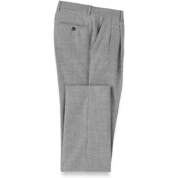 imagePaul Fredrick Mens Wool Flannel Houndstooth Pleated Pants
