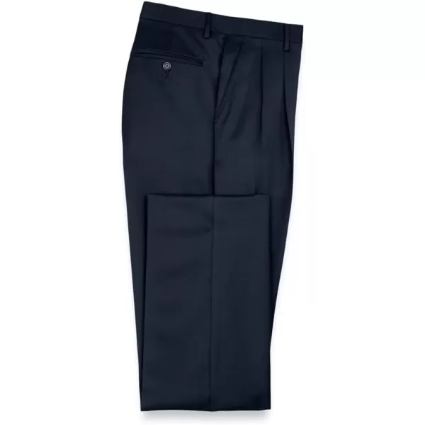imagePaul Fredrick Mens Wool Gabardine Pleated PantsDark Navy