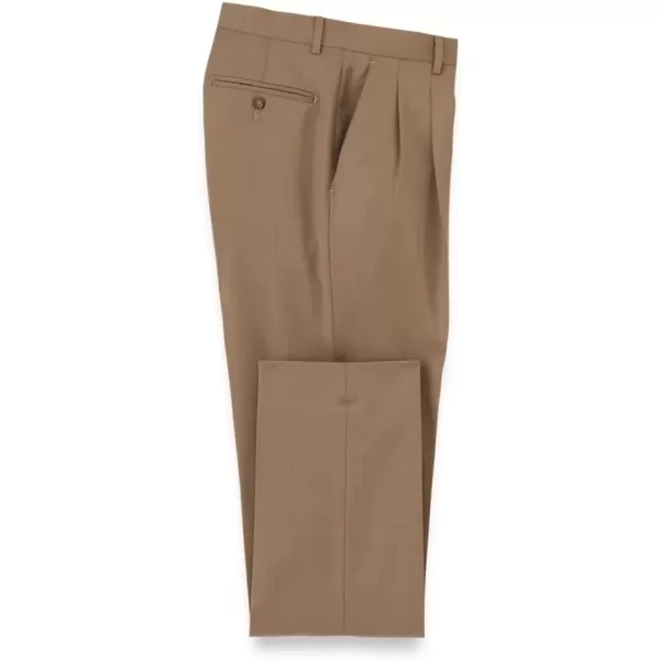 imagePaul Fredrick Mens Wool Gabardine Pleated PantsLight Brown