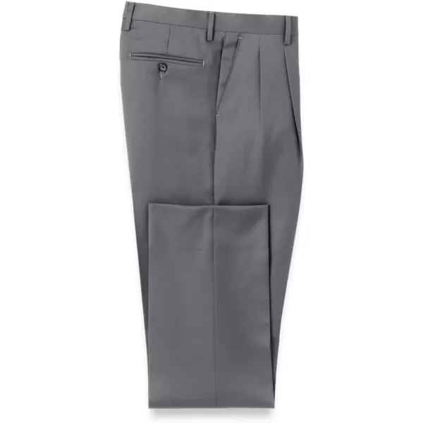 imagePaul Fredrick Mens Wool Gabardine Pleated PantsMedium Grey