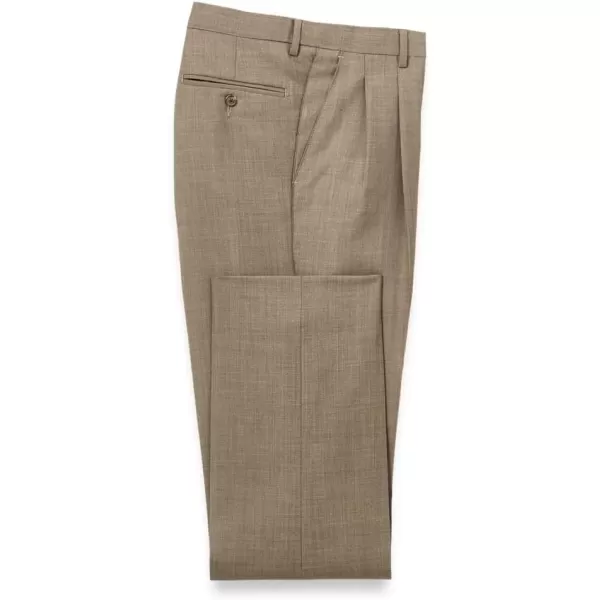 imagePaul Fredrick Mens Wool Sharkskin Pleated PantsLight Brown