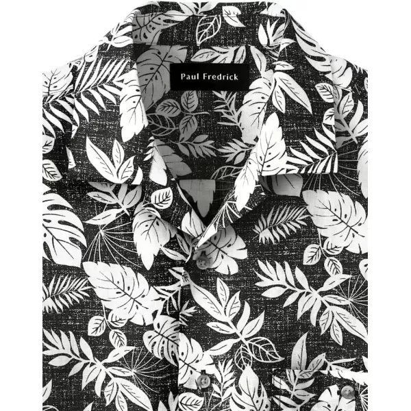 imagePaul Fredrick Mens Slim Fit Linen Botanical Print Casual Shirt