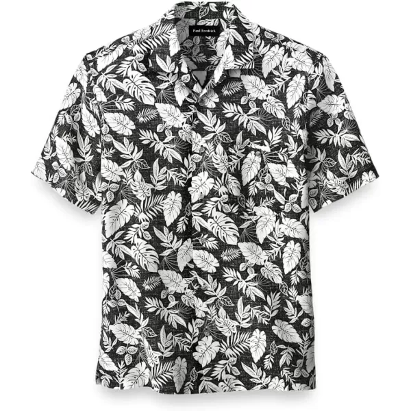 imagePaul Fredrick Mens Slim Fit Linen Botanical Print Casual Shirt