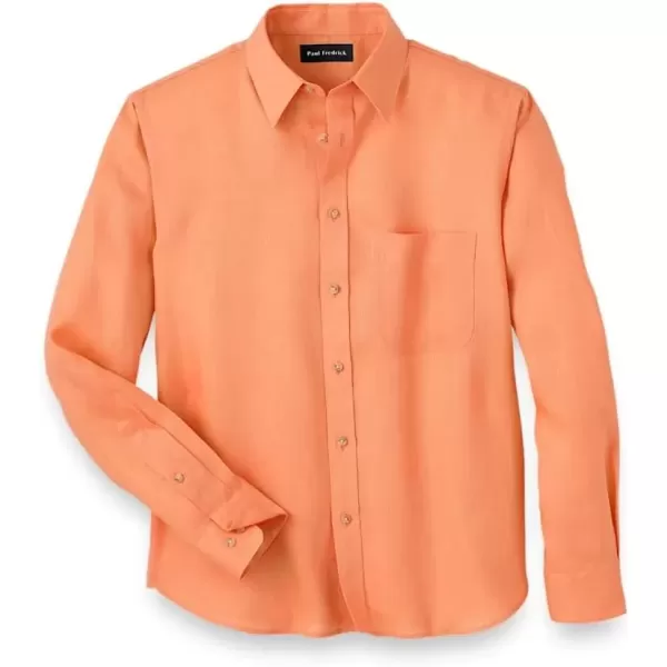 imagePaul Fredrick Mens Slim Fit Linen Solid Casual ShirtCoral