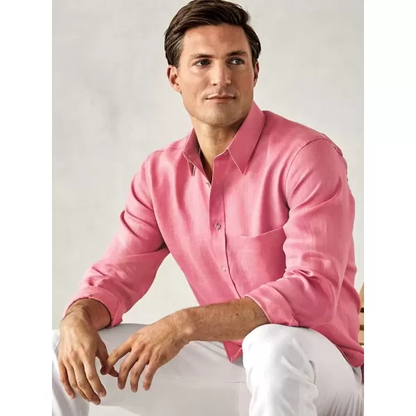 imagePaul Fredrick Mens Slim Fit Linen Solid Casual ShirtCoral