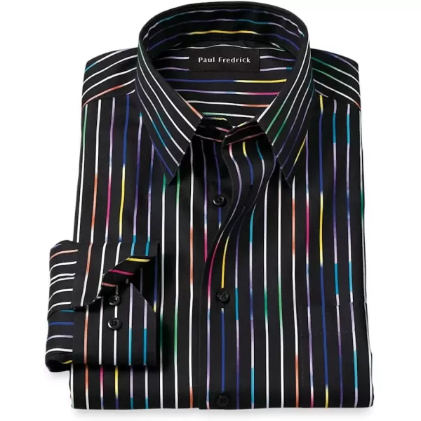 imagePaul Fredrick Mens Classic Fit NonIron Cotton Stripe Print Dress Shirt