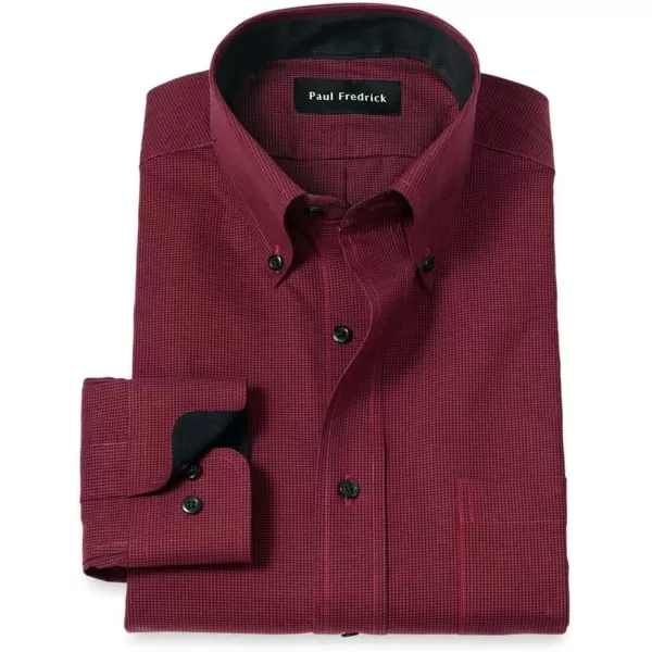 imagePaul Fredrick Mens Slim Fit NonIron Cotton Houndstooth Dress Shirt