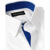 imagePaul Fredrick Mens Tailored Fit Comfort Stretch NonIron Solid Dress ShirtWhiteCobalt