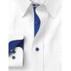 imagePaul Fredrick Mens Tailored Fit Comfort Stretch NonIron Solid Dress ShirtWhiteCobalt