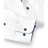 imagePaul Fredrick Mens Tailored Fit Comfort Stretch NonIron Solid Dress ShirtWhiteCobalt