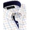 imagePaul Fredrick Mens Tailored Fit NonIron Cotton Check Dress ShirtBlueTan