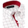 imagePaul Fredrick Mens Tailored Fit NonIron Cotton Windowpane Dress ShirtRed