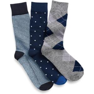 imagePaul Fredrick Mens 3 Pack Cotton Blend SockNavy Multi
