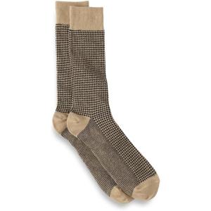 imagePaul Fredrick Mens Houndstooth Cotton Blend SockDark Khaki