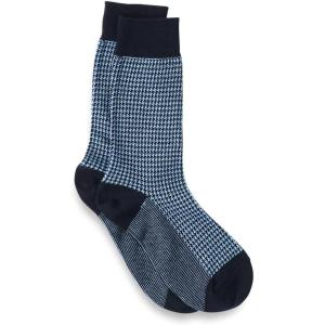 imagePaul Fredrick Mens Houndstooth Cotton Blend SockNavy