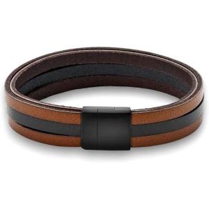imagePaul Fredrick Mens Leather BraceletBrownBlack