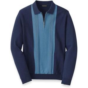 imagePaul Fredrick Mens Cotton Quarter Zip Polo
