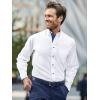 imagePaul Fredrick Mens Classic Fit Comfort Stretch NonIron Solid Dress ShirtWhiteCobalt
