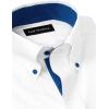 imagePaul Fredrick Mens Classic Fit Comfort Stretch NonIron Solid Dress ShirtWhiteCobalt
