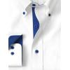 imagePaul Fredrick Mens Classic Fit Comfort Stretch NonIron Solid Dress ShirtWhiteCobalt