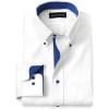 imagePaul Fredrick Mens Classic Fit Comfort Stretch NonIron Solid Dress ShirtWhiteCobalt